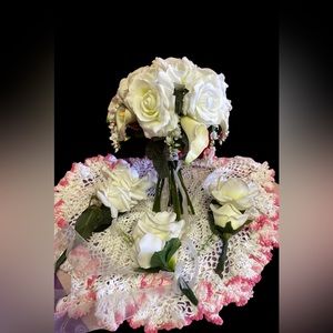 Handmade Bouquet Roses and Callie Lillies and 3 Boutonnières